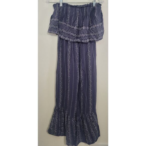 Japna Jumpsuit Womens Large Floral Flare Leg Strapless Romper Boho Cottagecore - Picture 7 of 8